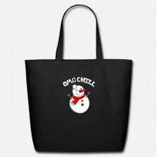 Omg Chill Awesome Christmas Snowman Funny Pun Black Eco-Friendly Tote Bag